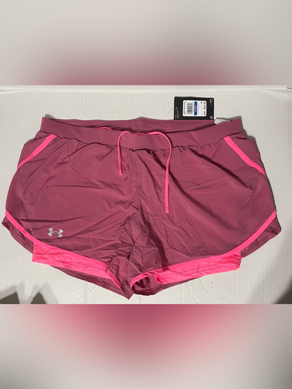 Under Armour Fly-By 2.0 2-in-1 Shorts - Women’s XL - Pace Pink/Pink Punk-NWT
